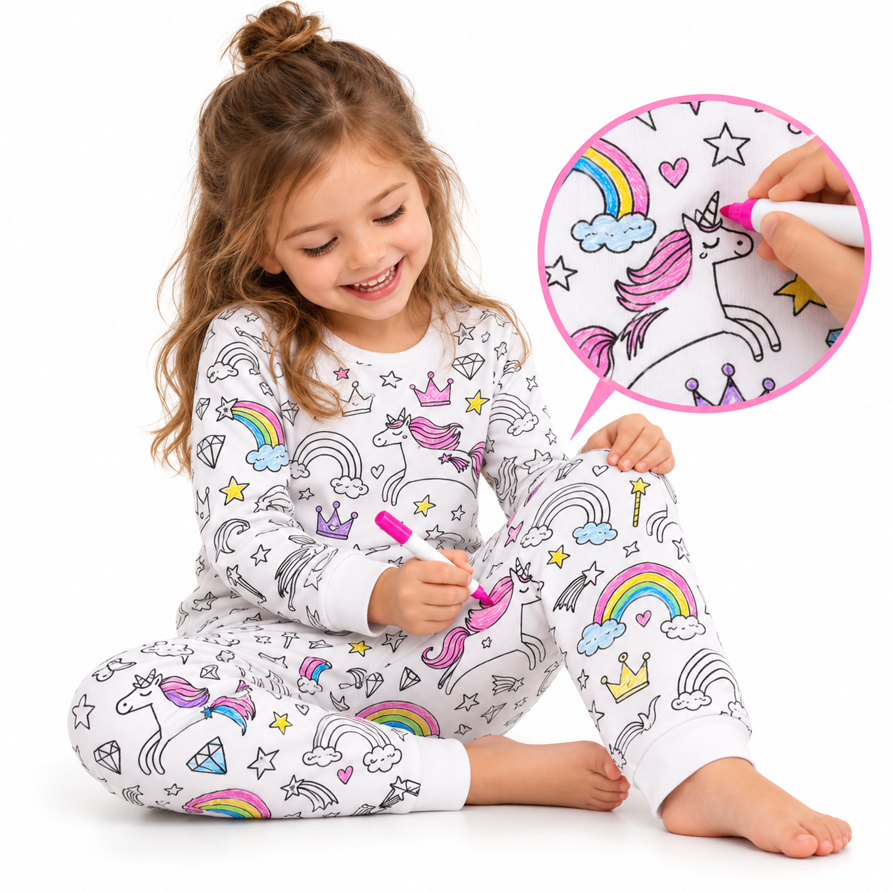 Boy coloring dinosaur pajamas