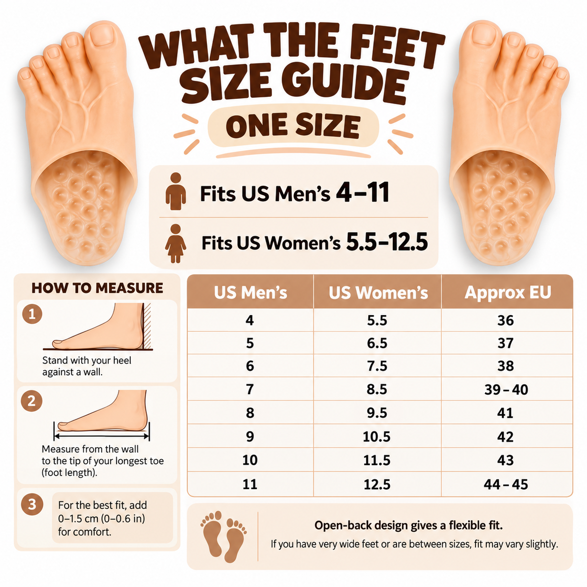 Giant feet slippers size guide