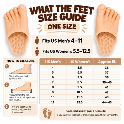 Giant feet slippers size guide