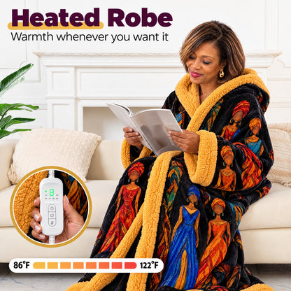 African Print Heated Blanket Robe
