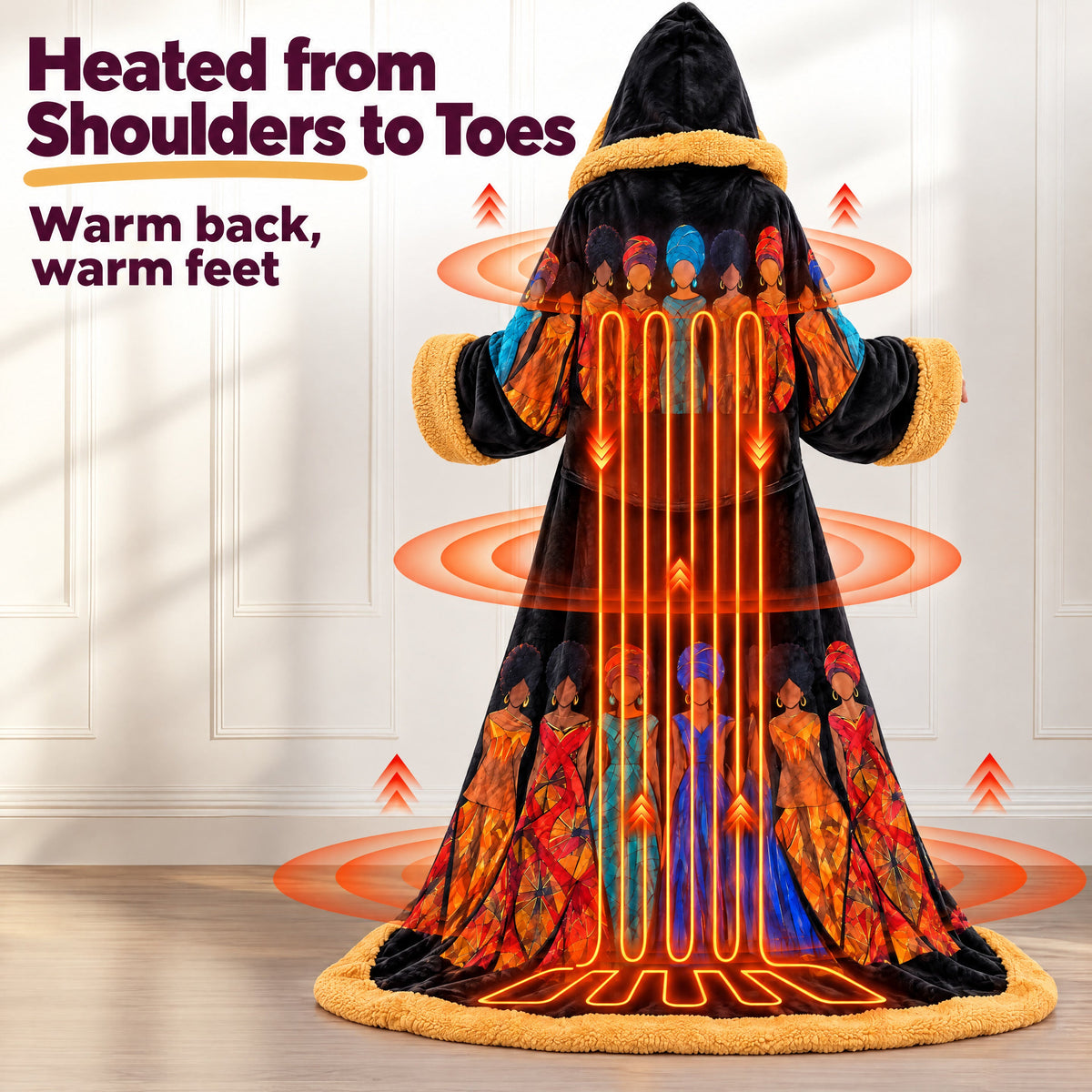 African Print Heated Blanket Robe