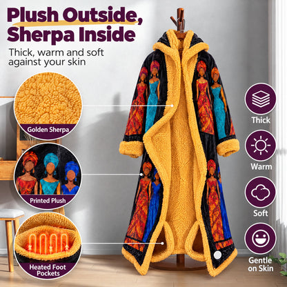 African Print Heated Blanket Robe