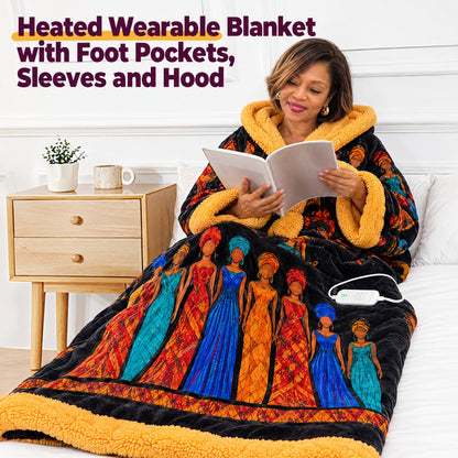 African Print Heated Blanket Robe