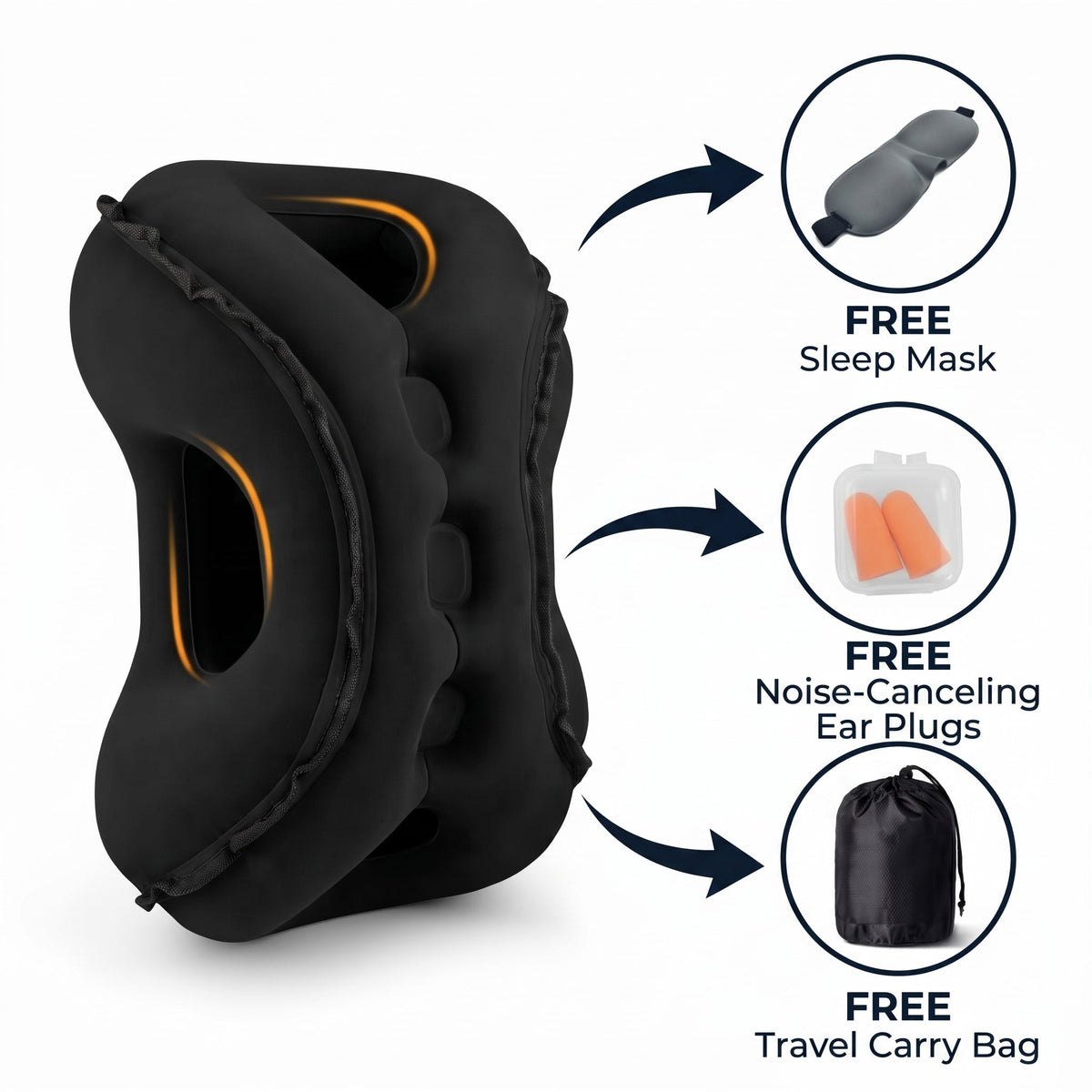 Snooze Cab inflatable travel pillow in black