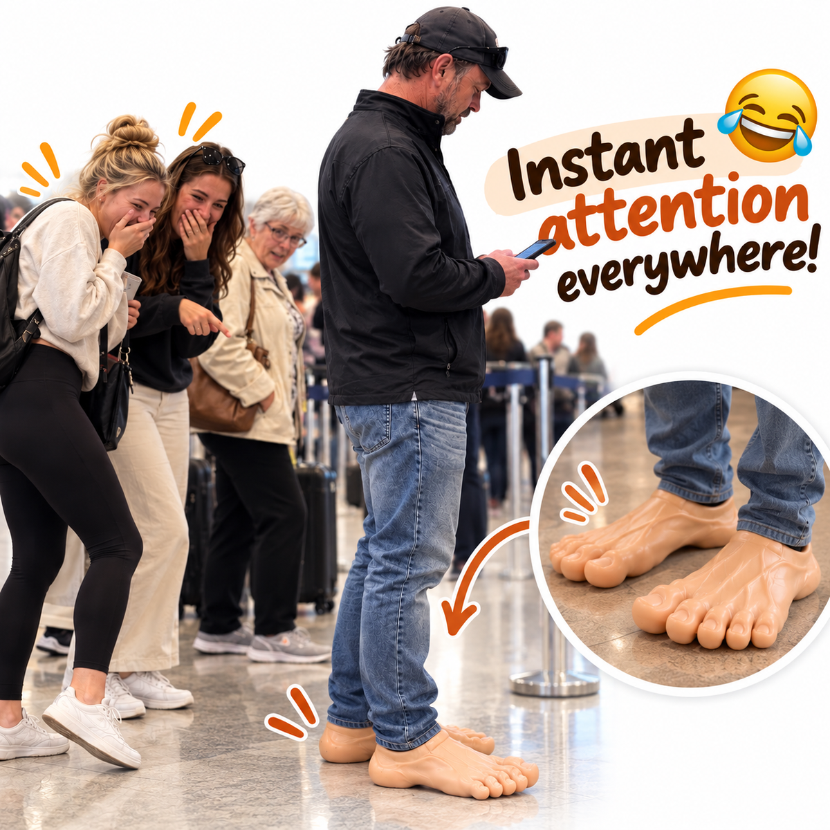 Giant feet slippers getting attention in public