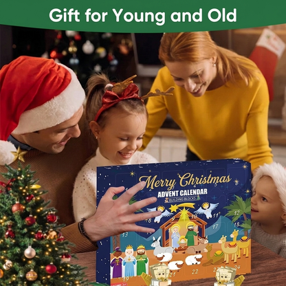 Family opening the Advent Grace nativity advent calendar together