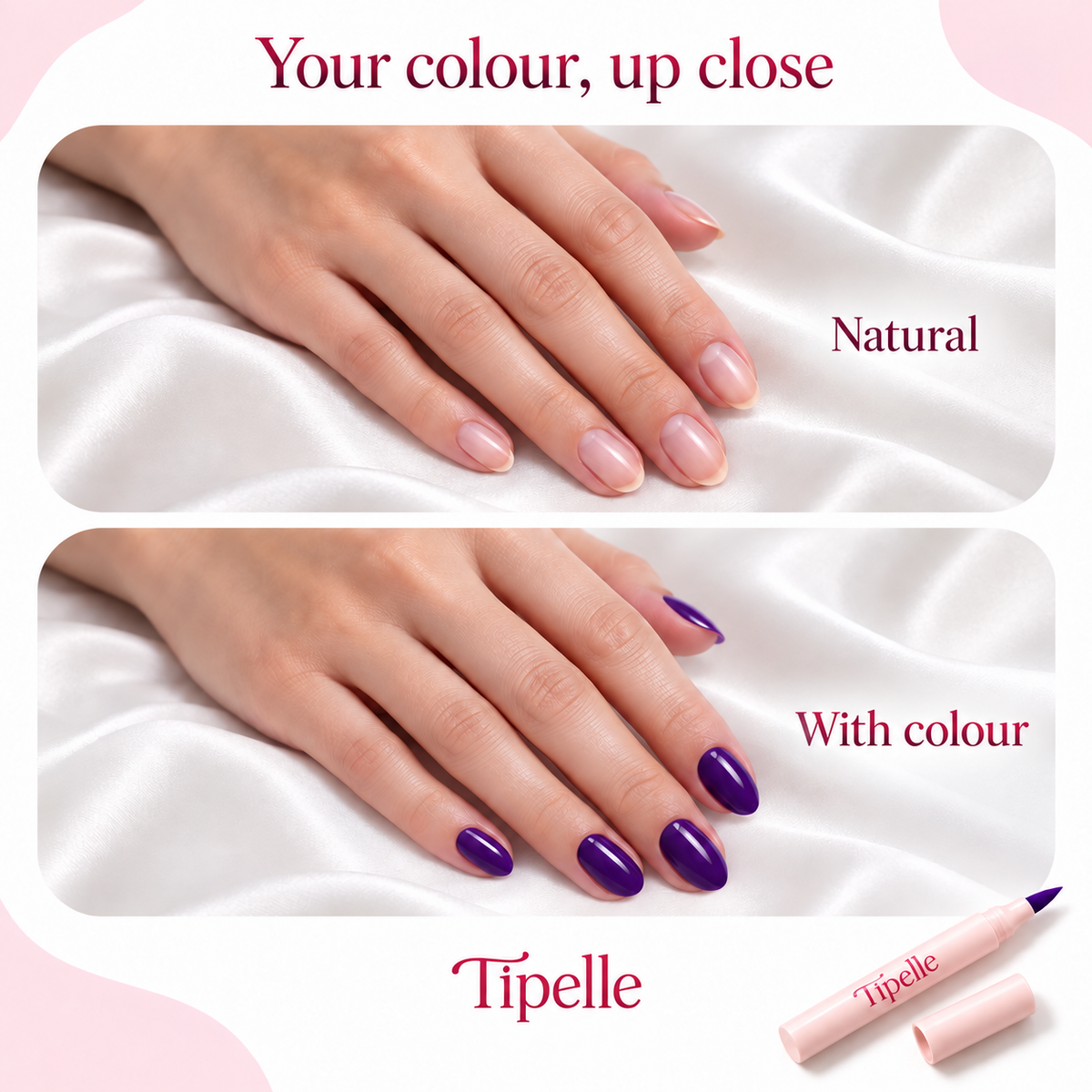 Color Flick shade on natural and coloured nails