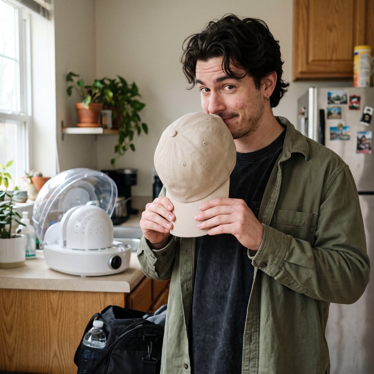 Fresh-smelling cap after a steam cycle