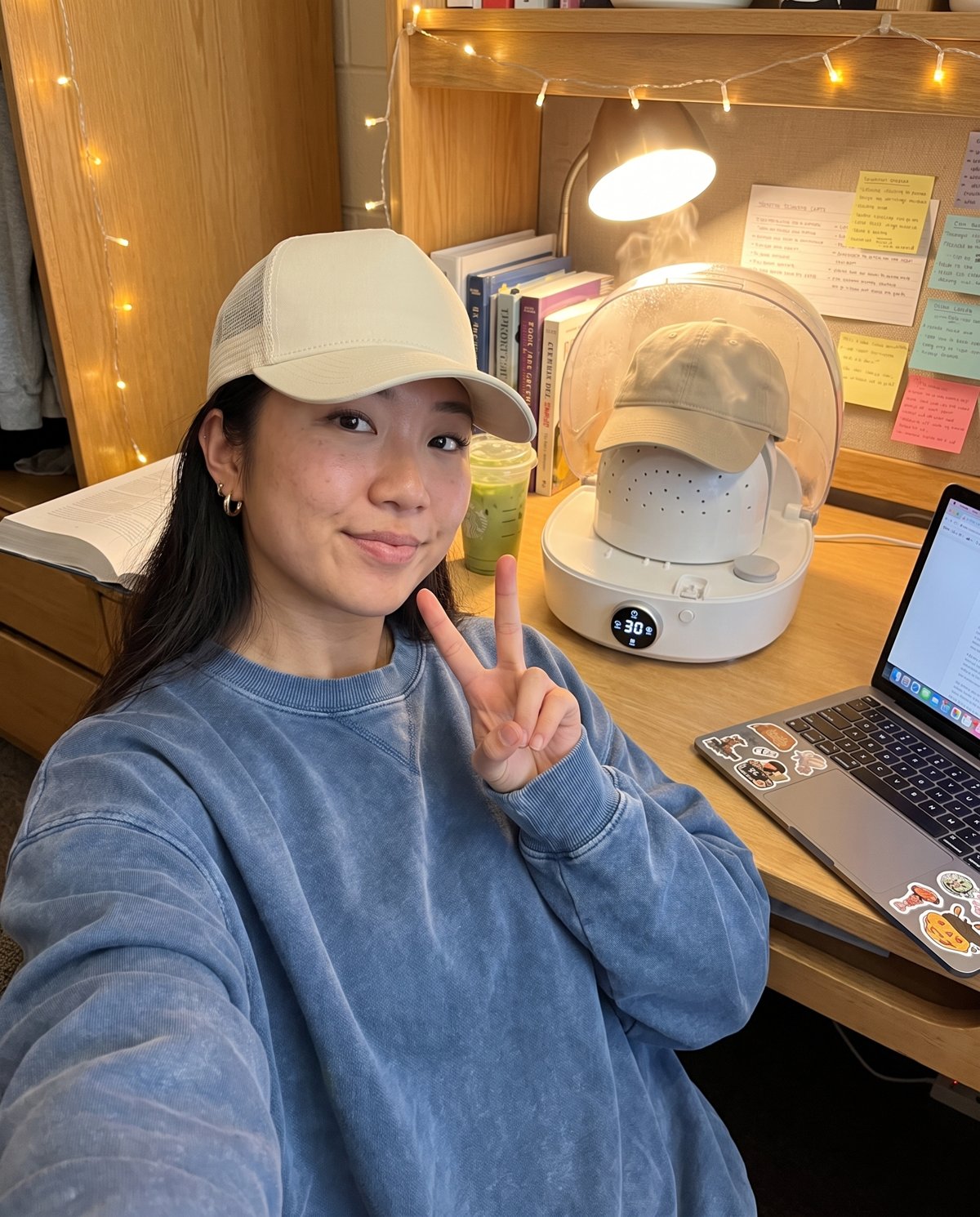 Lucy L. with the Cap Care Machine