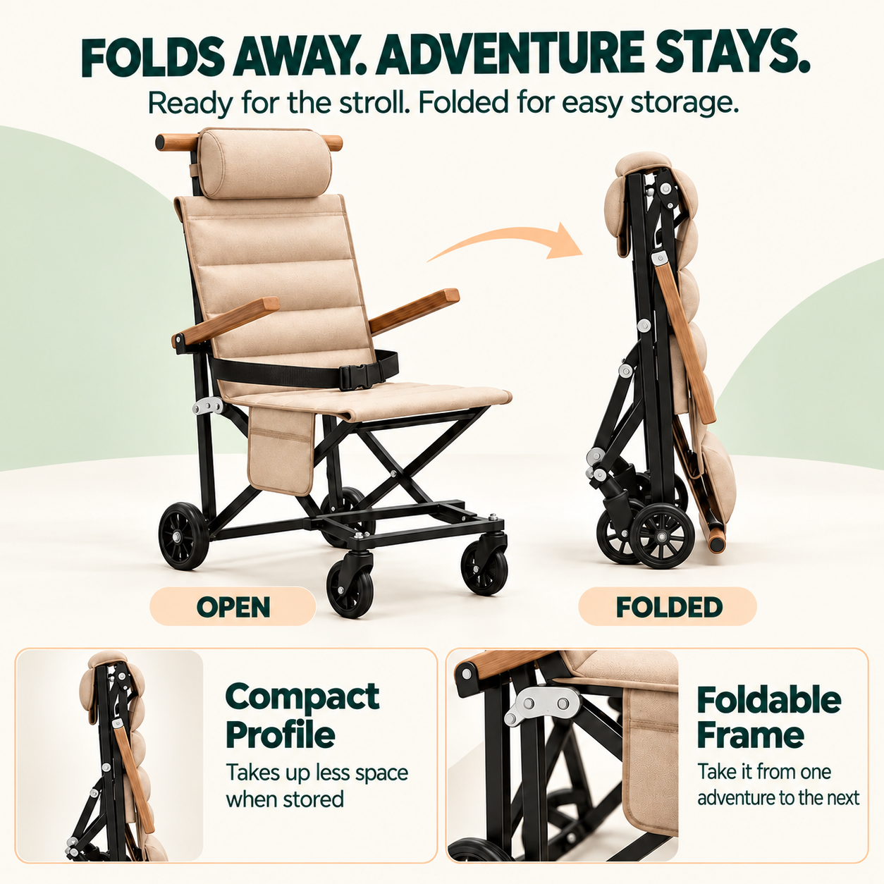 Folding chair open and folded