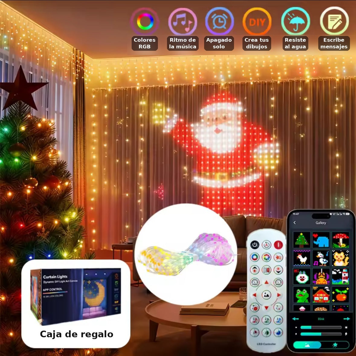 Smart LED Curtain Lights with App Designs