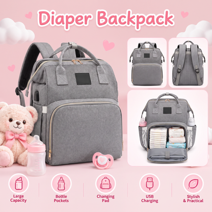 4-in-1 Baby Diaper Bag Backpack