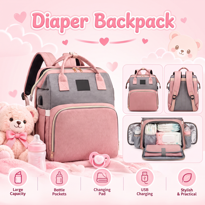4-in-1 Baby Diaper Bag Backpack