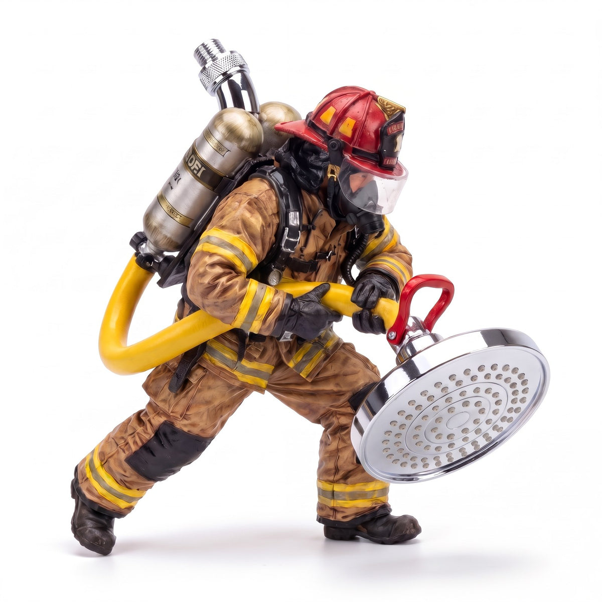 Hose Hero Firefighter Shower Head close up on white