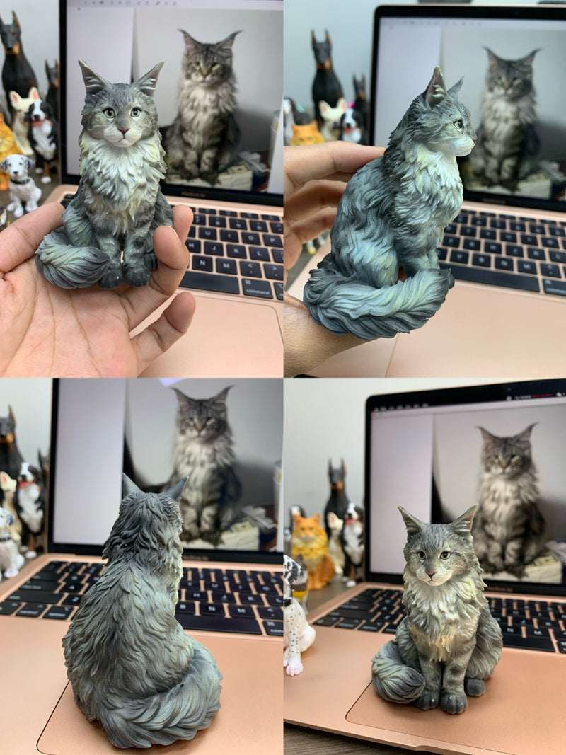 Real custom Maine Coon cat figurine