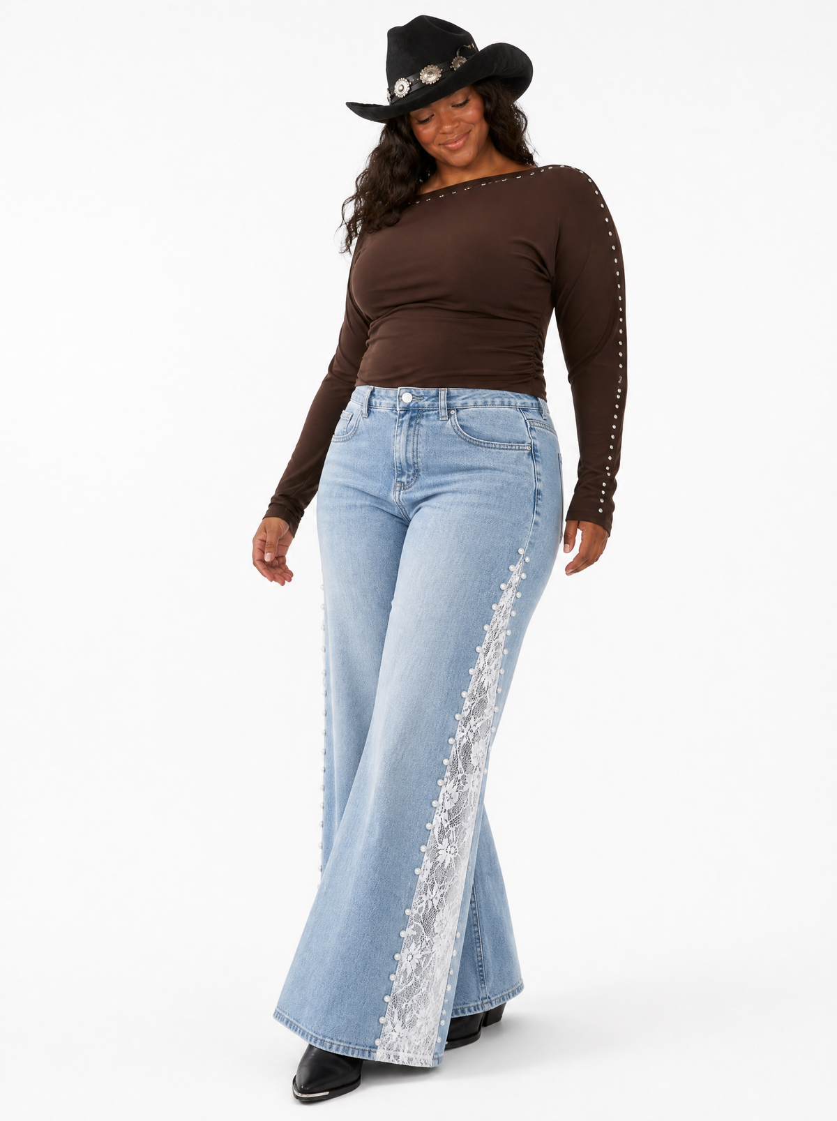 Western Side-Lace Cowgirl Jeans