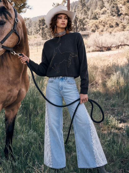 Western Side-Lace Cowgirl Jeans