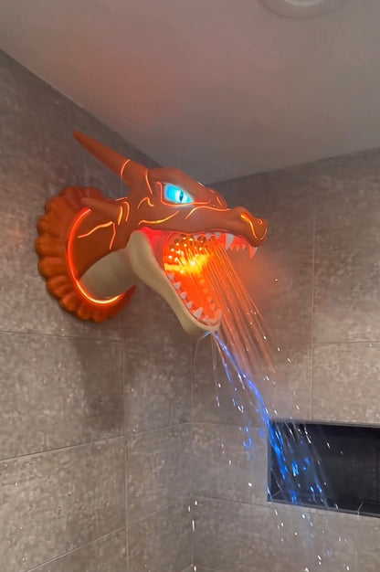 Charizard Showerhead with water flowing from its mouth