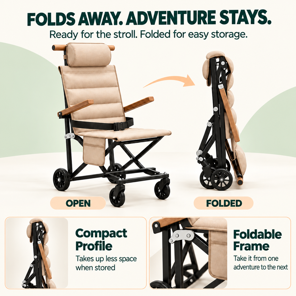 Lightweight Folding Transport Chair