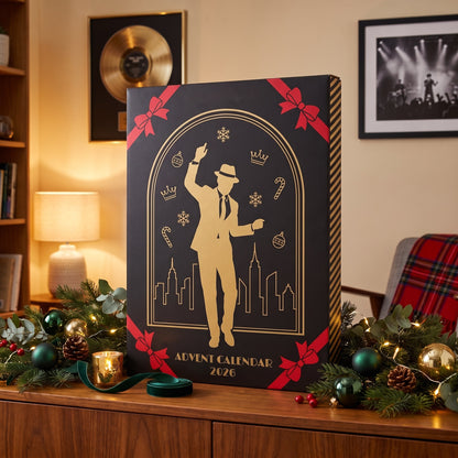 Showtime Advent black and gold advent calendar box with a dancing pop star silhouette