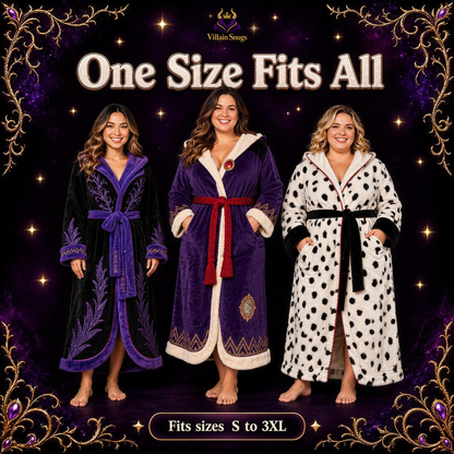 One size fits all – Villain Snugs™ Heated Robe fits sizes S to 3XL in Midnight Horns, Royal Plum, and Black & White Diva